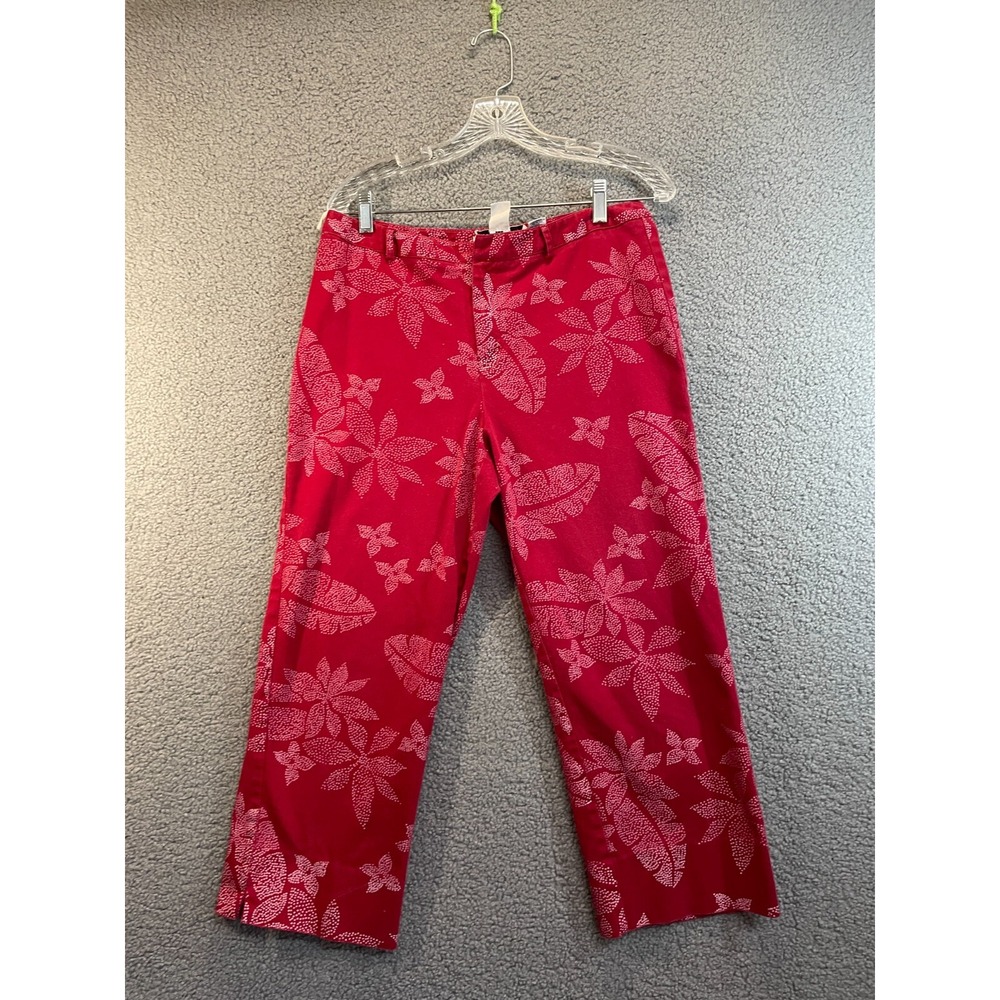 Evan Picone Stretch Pants Red and White Floral Stretch Pants Size 12